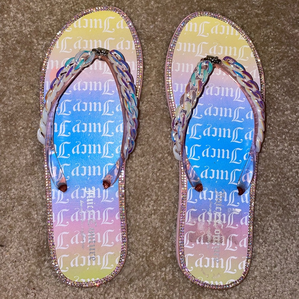Juicy Couture Rainbow Bling Flip Flops